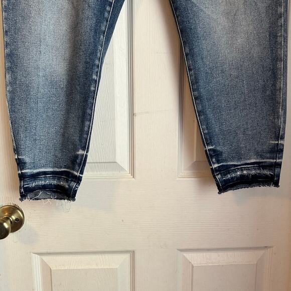 Kancan Signature Mid Rise Ankle Skinny Frayed Hem Blue Denim Jeans Plus Size 20 - Picture 6 of 7